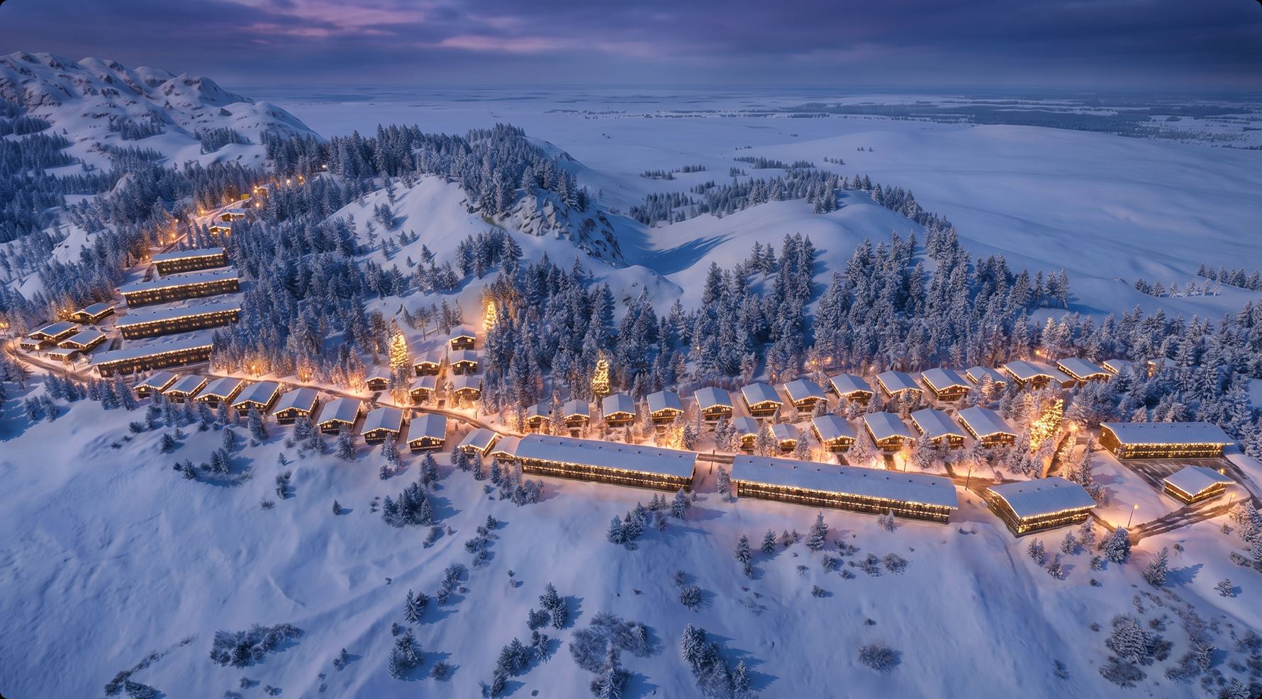 Курорт White Hills вечером с высоты